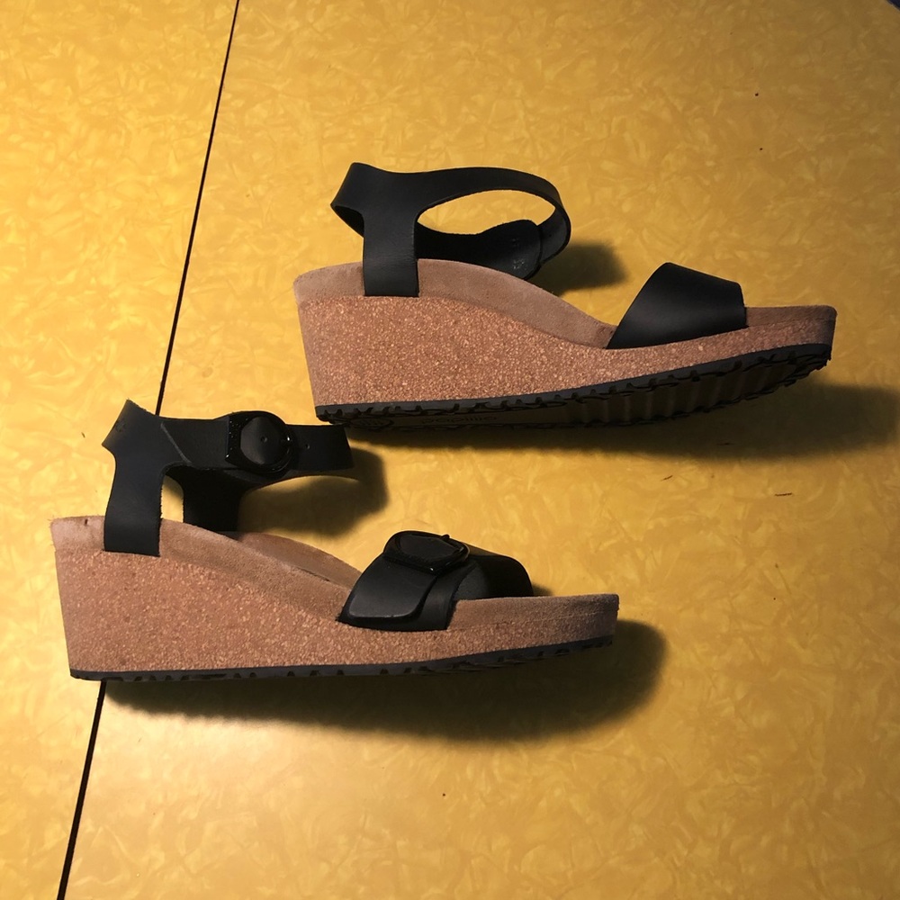 Barely worn Soley black/leather wedges from Birkenstock (Papillio)